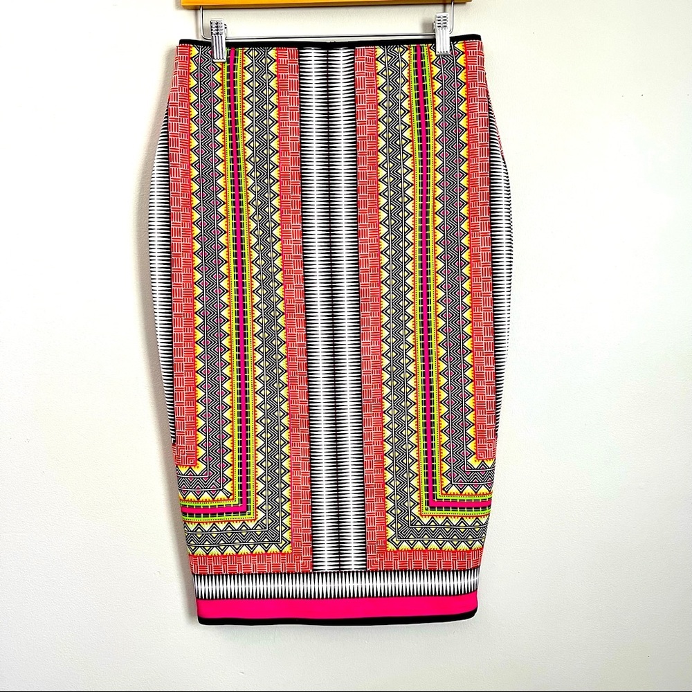 Bisou Bisou Multicolor Geometric Pencil Skirt